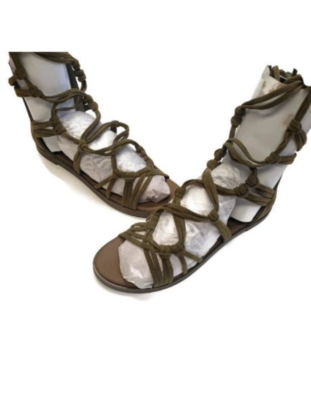 Breckelles DG23 Olive Gladiator Sandals Womens 6.5 Faux Suede Flat Shoes New - Picture 3 of 10